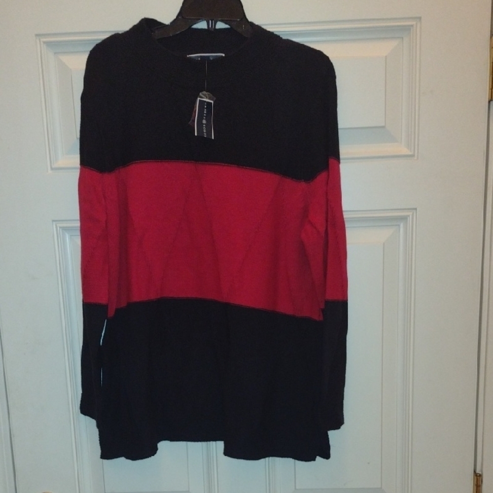 Karen Scott Black and Red Sweater